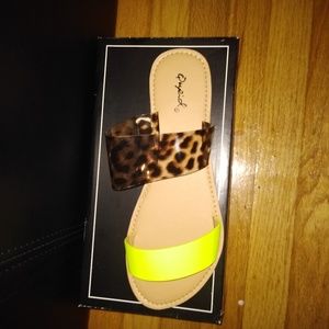 Qupid Shoes - Asymmetric Double Band Slide Sandal Qupid Shoes - Asymmetric Double Band Slide Sandal